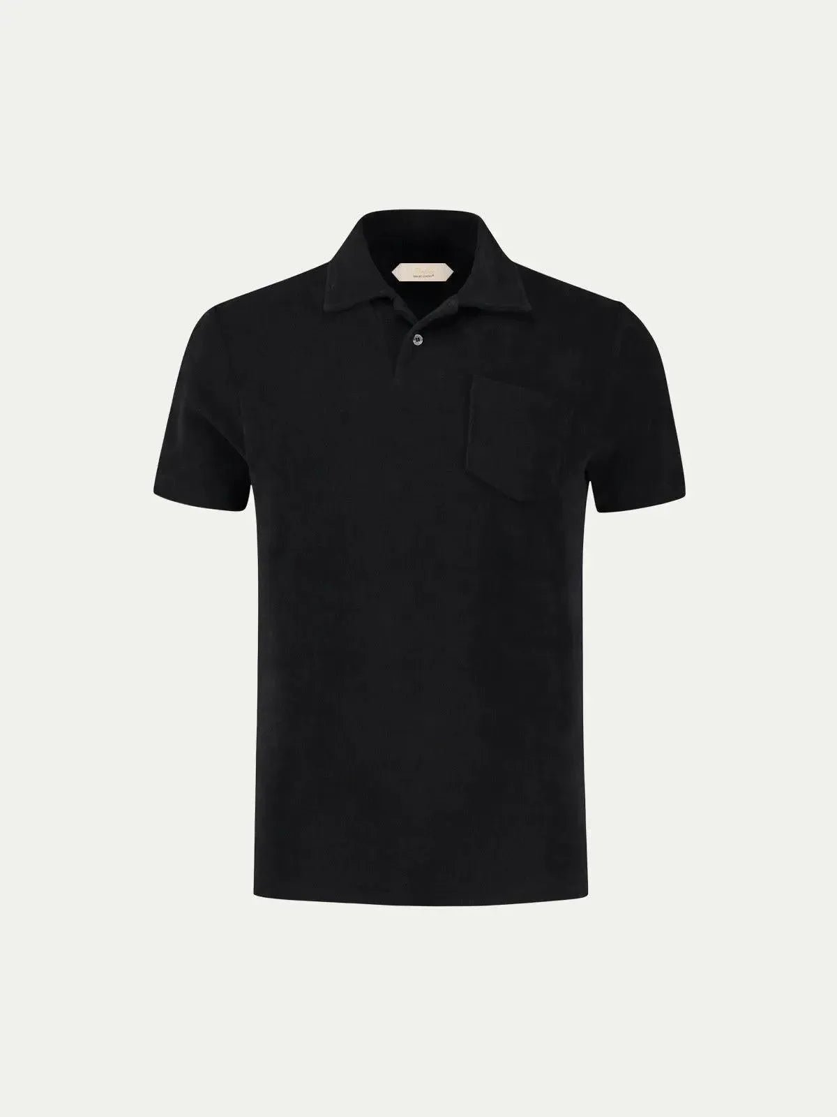 AURELIEN TERRY POLO SHIRT 2 BLACK - Savile Row Formalwear Outlet - Malford of London