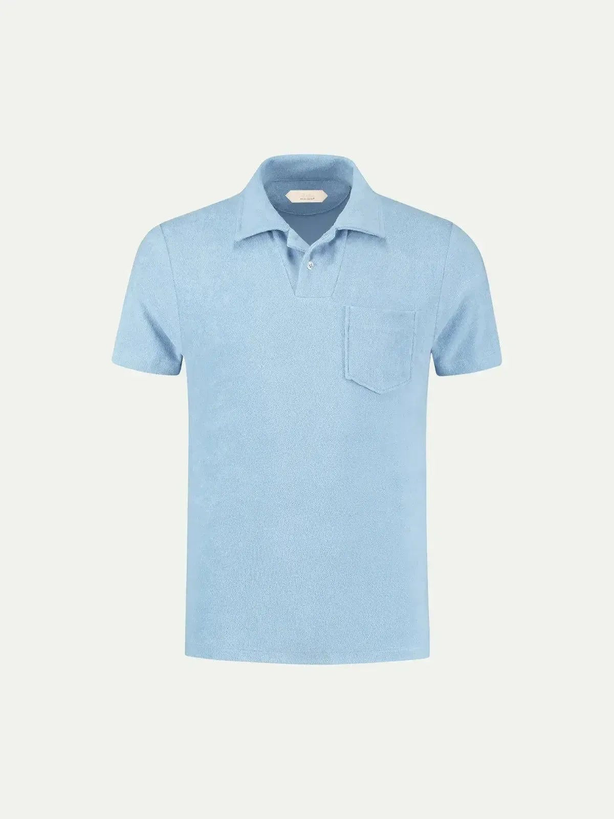 AURELIEN TERRY POLO SHIRT 2 LIGHT BLUE - Savile Row Formalwear Outlet - Malford of London