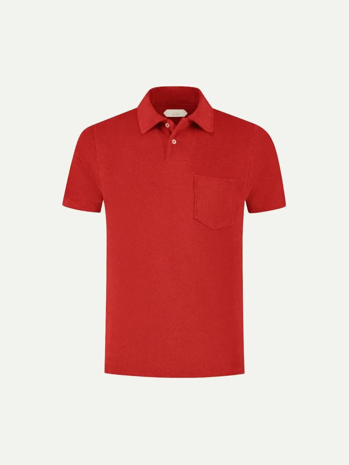 AURELIEN TERRY POLO SHIRT 2 RED - Savile Row Formalwear Outlet - Malford of London