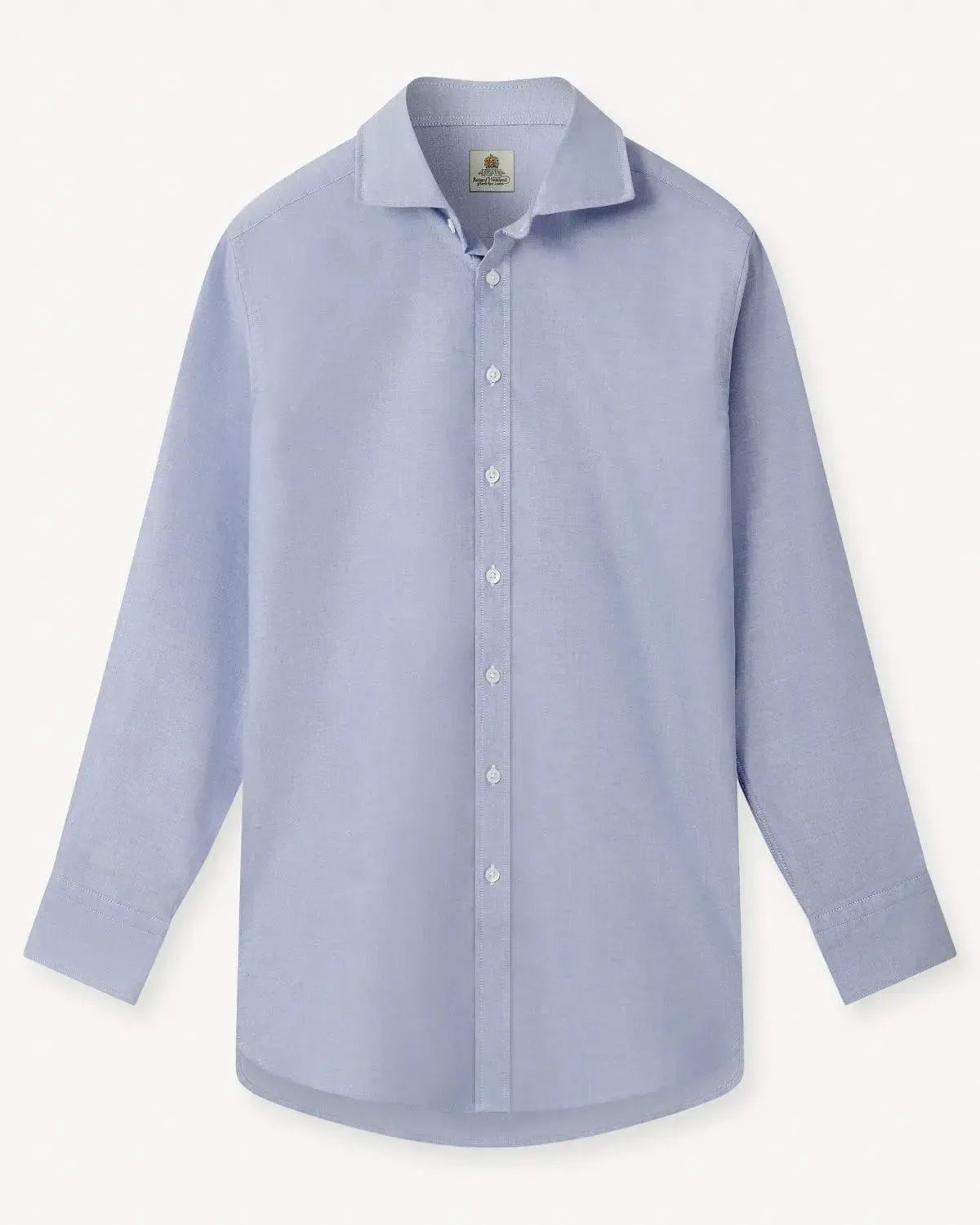 BERNARD WEATHERILL Plain Oxford Cotton Shirt Sky-MALFORD OF LONDON SAVILE ROW MENSWEAR OUTLET