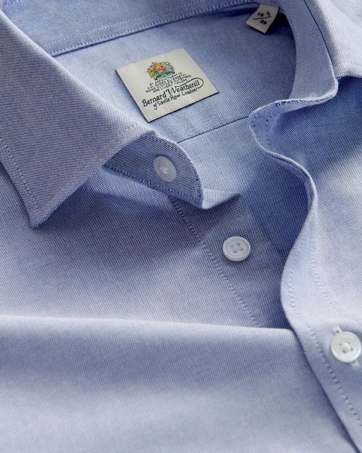 BERNARD WEATHERILL Plain Oxford Cotton Shirt Sky-MALFORD OF LONDON SAVILE ROW MENSWEAR OUTLET