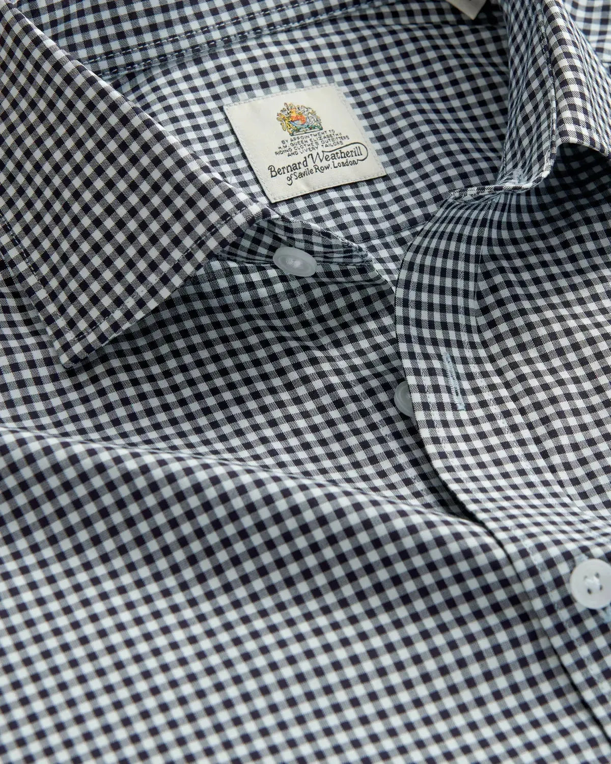 BERNARD WEATHERILL Poplin Micro Gingham Shirt Black/White-MALFORD OF LONDON SAVILE ROW MENSWEAR OUTLET