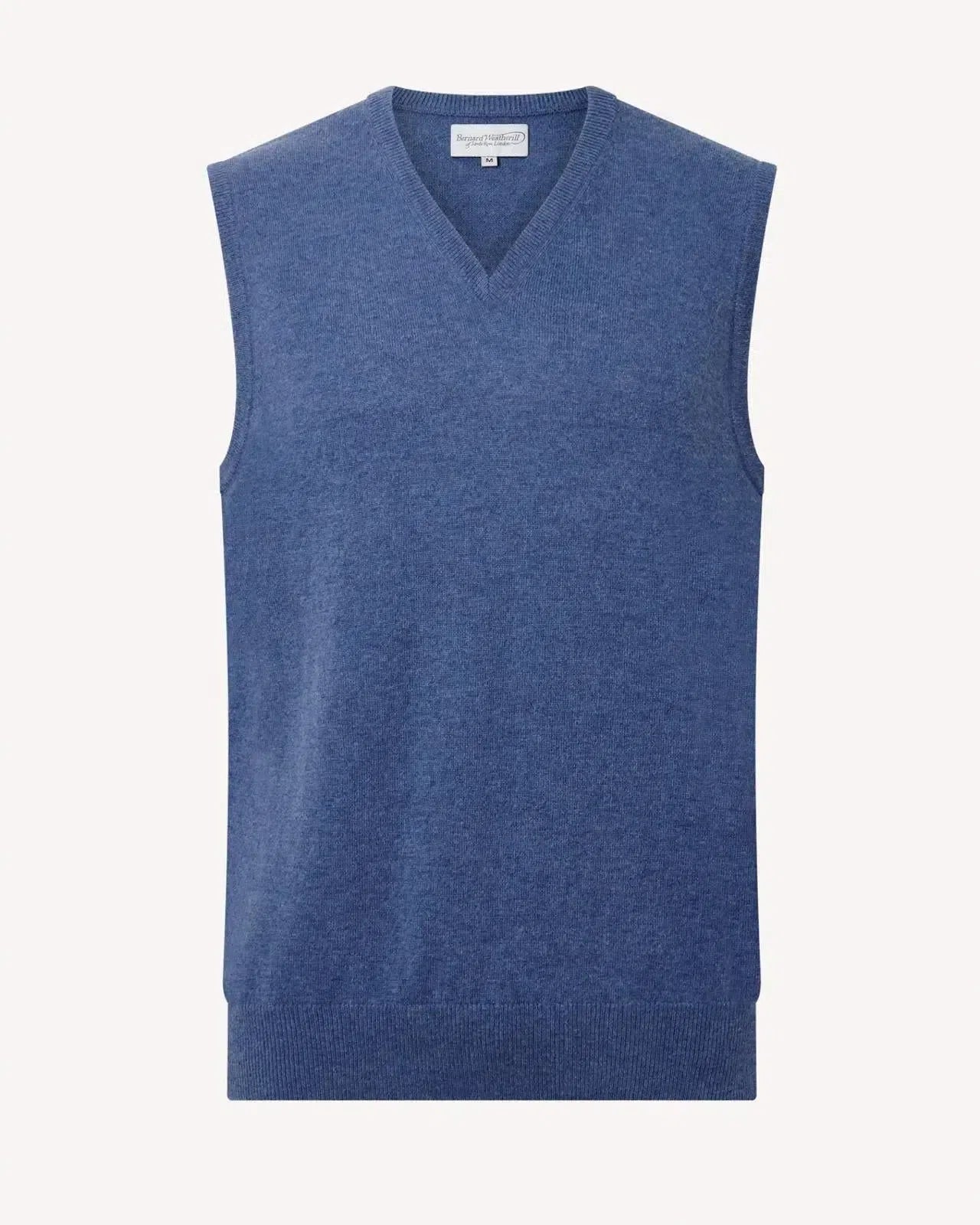 Bernard Weatherill V-neck 1/4 Zip Vest Gilet Channel Isle Blue-MALFORD OF LONDON SAVILE ROW MENSWEAR OUTLET