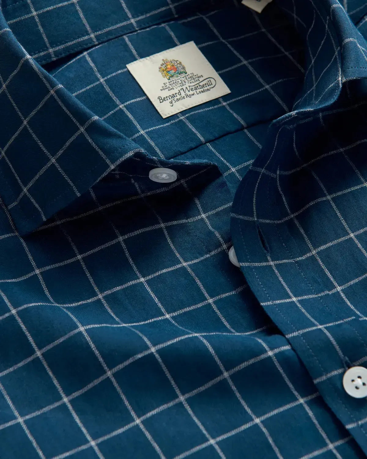 BERNARD WEATHERILL Windowpane Check Shirt Navy/Grey-MALFORD OF LONDON SAVILE ROW MENSWEAR OUTLET