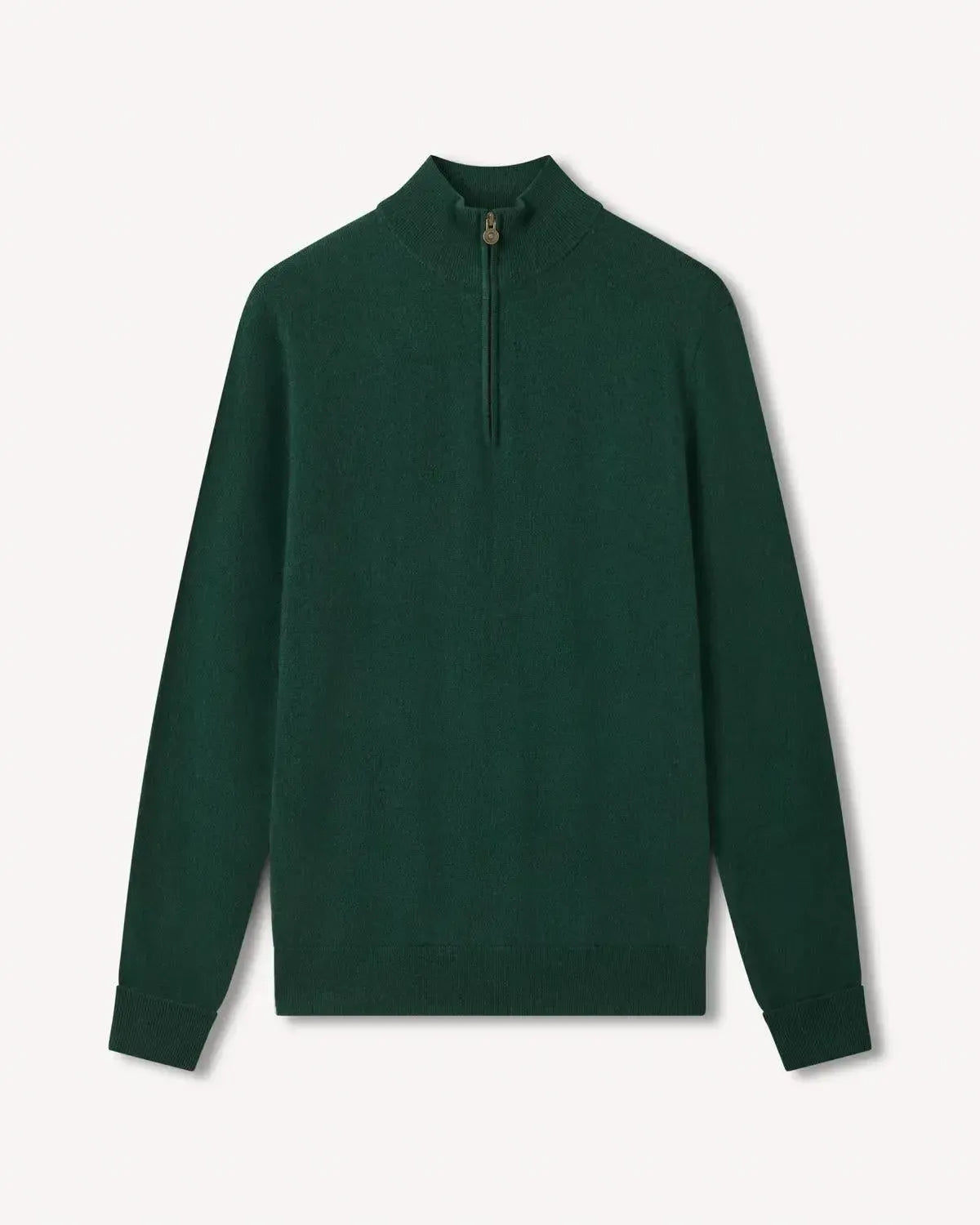 BW 1/4 Zip Cashmere Mix Forest-MALFORD OF LONDON SAVILE ROW MENSWEAR OUTLET