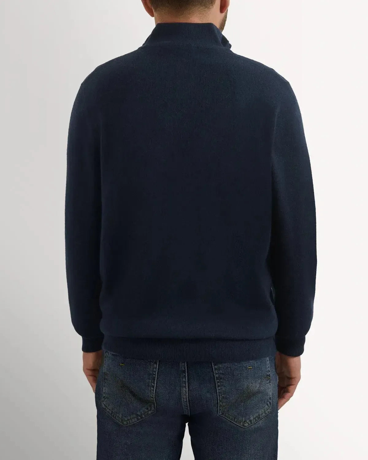 BW 1/4 Zip Cashmere Mix NAVY-MALFORD OF LONDON SAVILE ROW MENSWEAR OUTLET