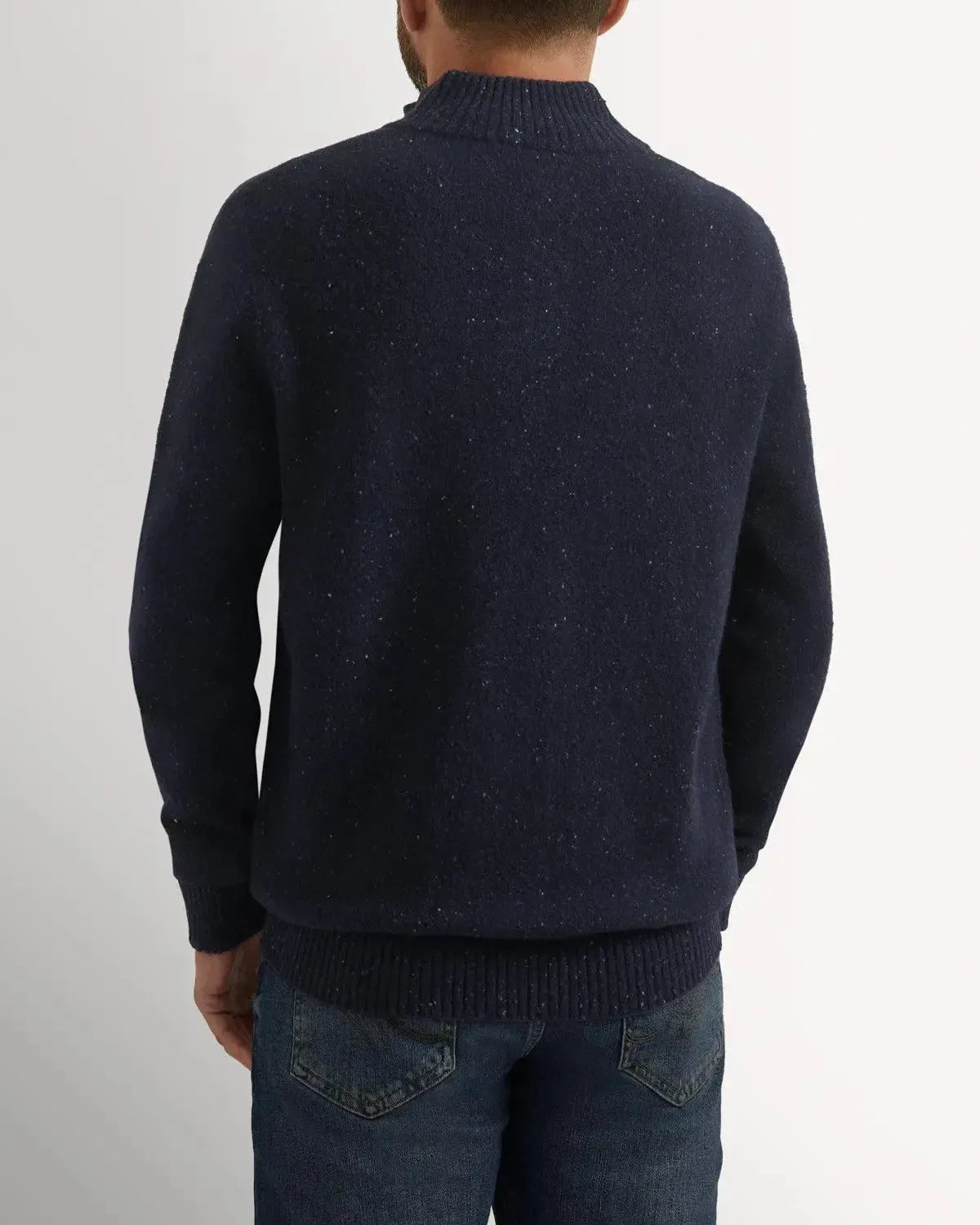 BW 1/4 Zip Melange Neps NAVY FLEC-MALFORD OF LONDON SAVILE ROW MENSWEAR OUTLET