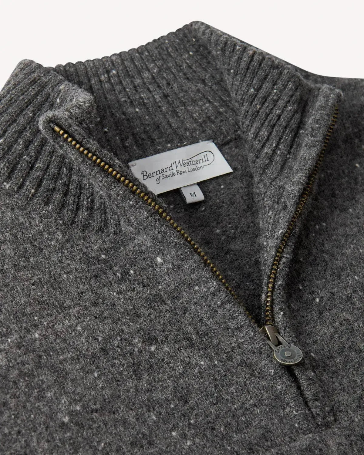 Bernard Weatherill 1/4 Zip Melange Neps Grey-MALFORD OF LONDON SAVILE ROW MENSWEAR OUTLET
