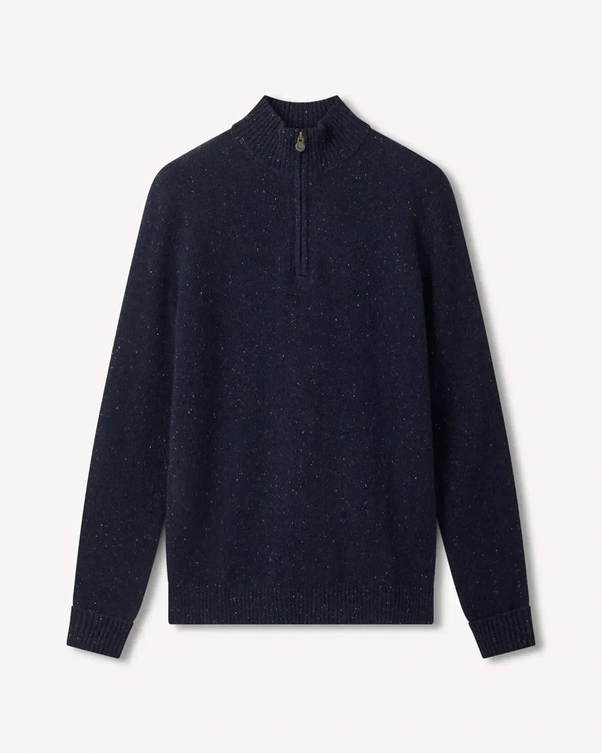 Bernard Weatherill 1/4 Zip Melange Neps Navy Flec - Savile Row Formalwear Outlet - Malford of London