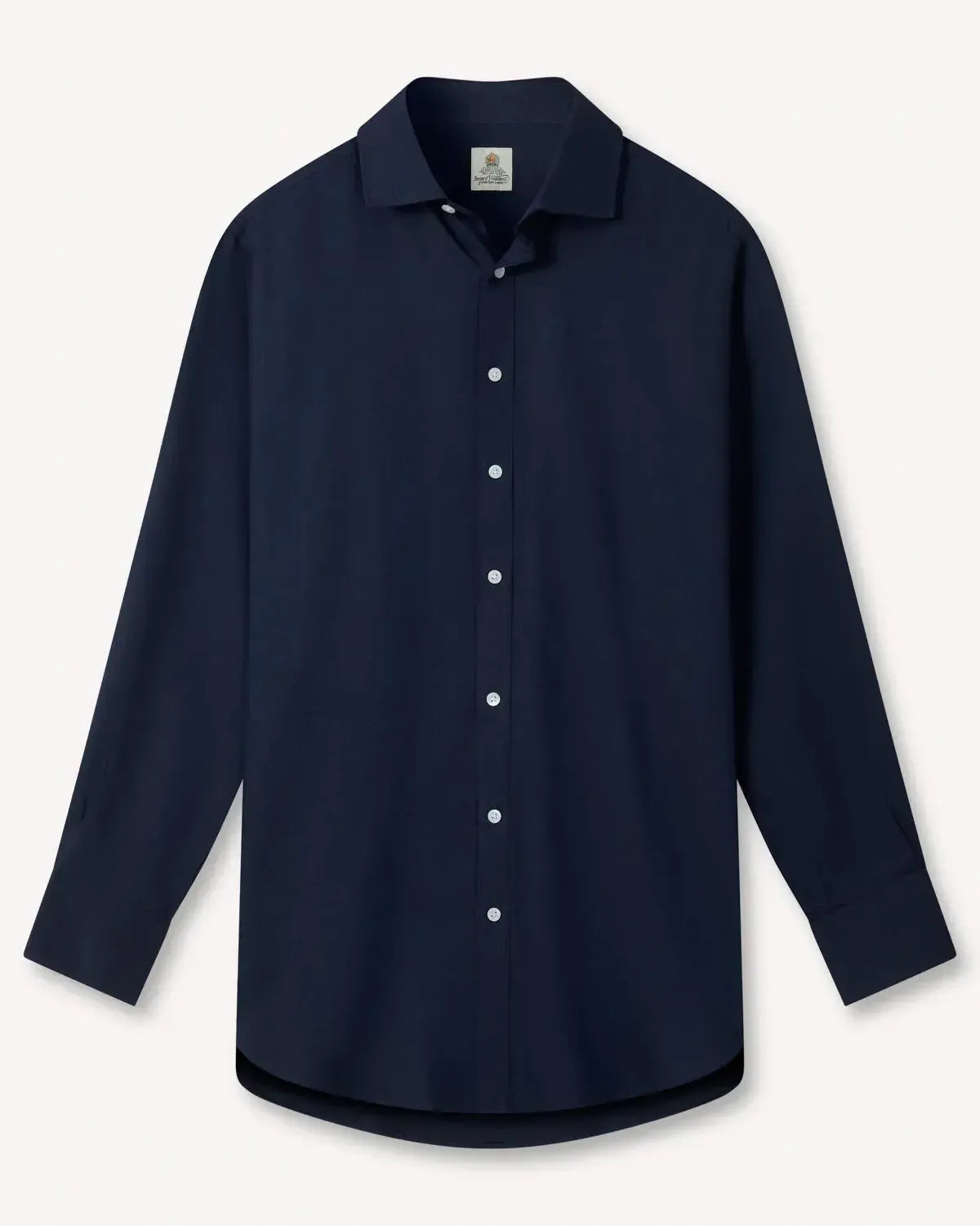 Bernard Weatherill Brushed Cotton Semi-Cutway Shirt Navy-MALFORD OF LONDON SAVILE ROW MENSWEAR OUTLET