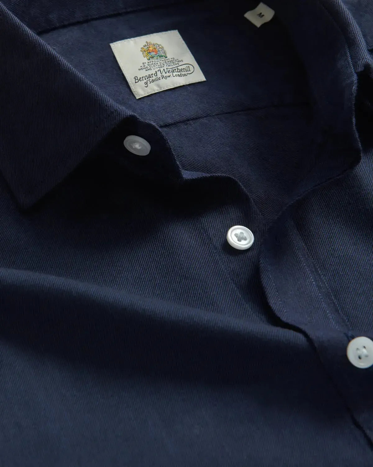 Bernard Weatherill Brushed Cotton Semi-Cutway Shirt Navy-MALFORD OF LONDON SAVILE ROW MENSWEAR OUTLET