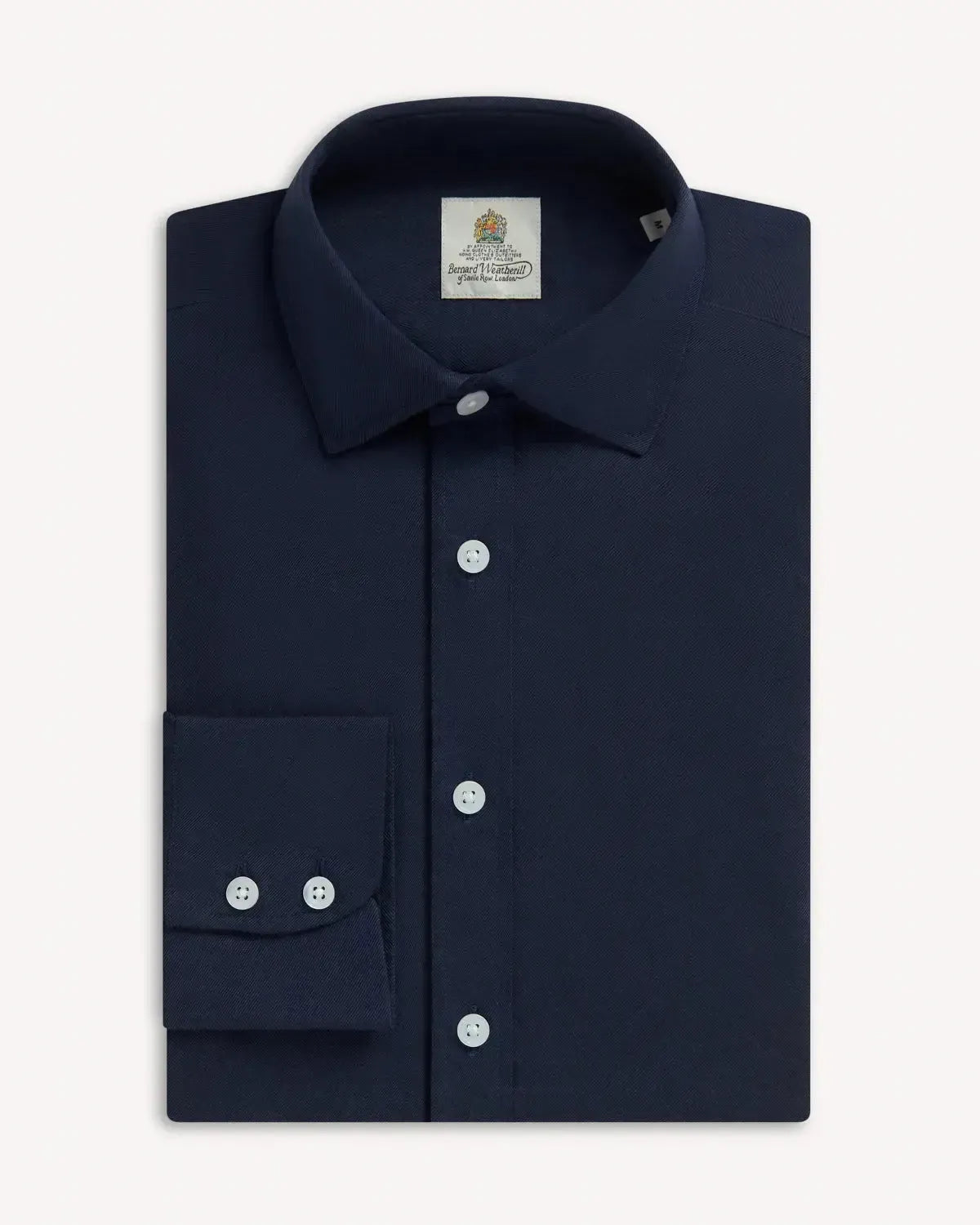 Bernard Weatherill Brushed Cotton Semi-Cutway Shirt Navy-MALFORD OF LONDON SAVILE ROW MENSWEAR OUTLET