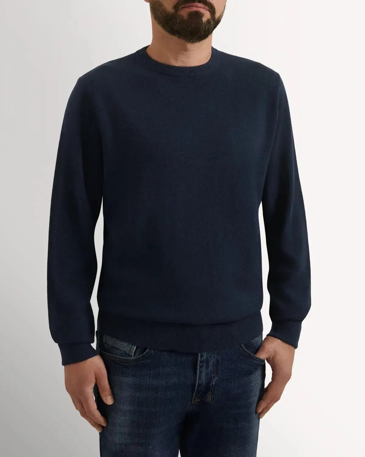 Bernard Weatherill Cashmere Mix Crew Neck Navy - Savile Row Formalwear Outlet - Malford of London