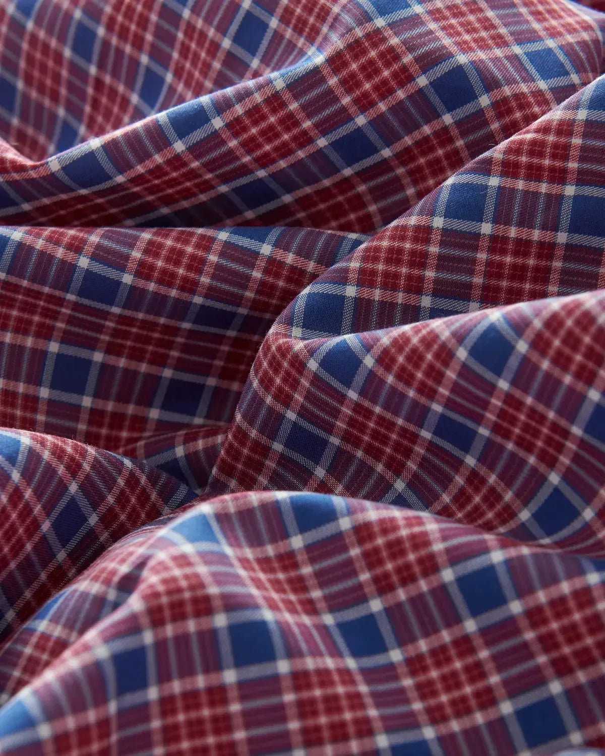 Bernard Weatherill Casual Check Poplin Shirt Blue Red-MALFORD OF LONDON SAVILE ROW MENSWEAR OUTLET