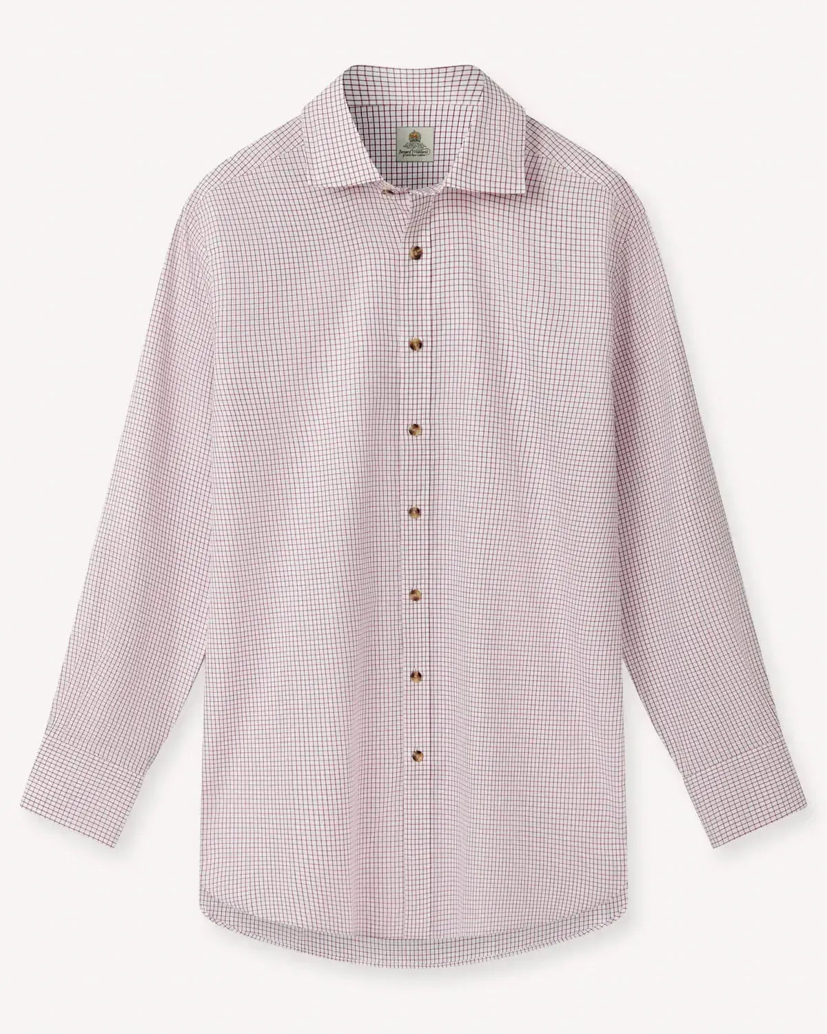 Bernard Weatherill Classic Country Micro Check Shirt White Red-MALFORD OF LONDON SAVILE ROW MENSWEAR OUTLET