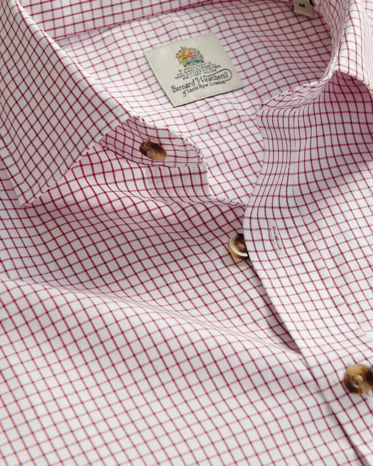 Bernard Weatherill Classic Country Micro Check Shirt White Red-MALFORD OF LONDON SAVILE ROW MENSWEAR OUTLET