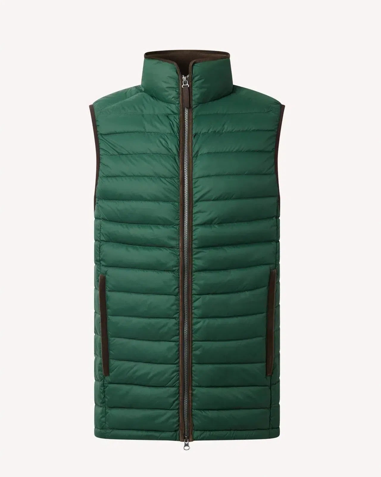 Bernard Weatherill Contrast Trim Quilted Gilet Thyme Green-MALFORD OF LONDON SAVILE ROW MENSWEAR OUTLET