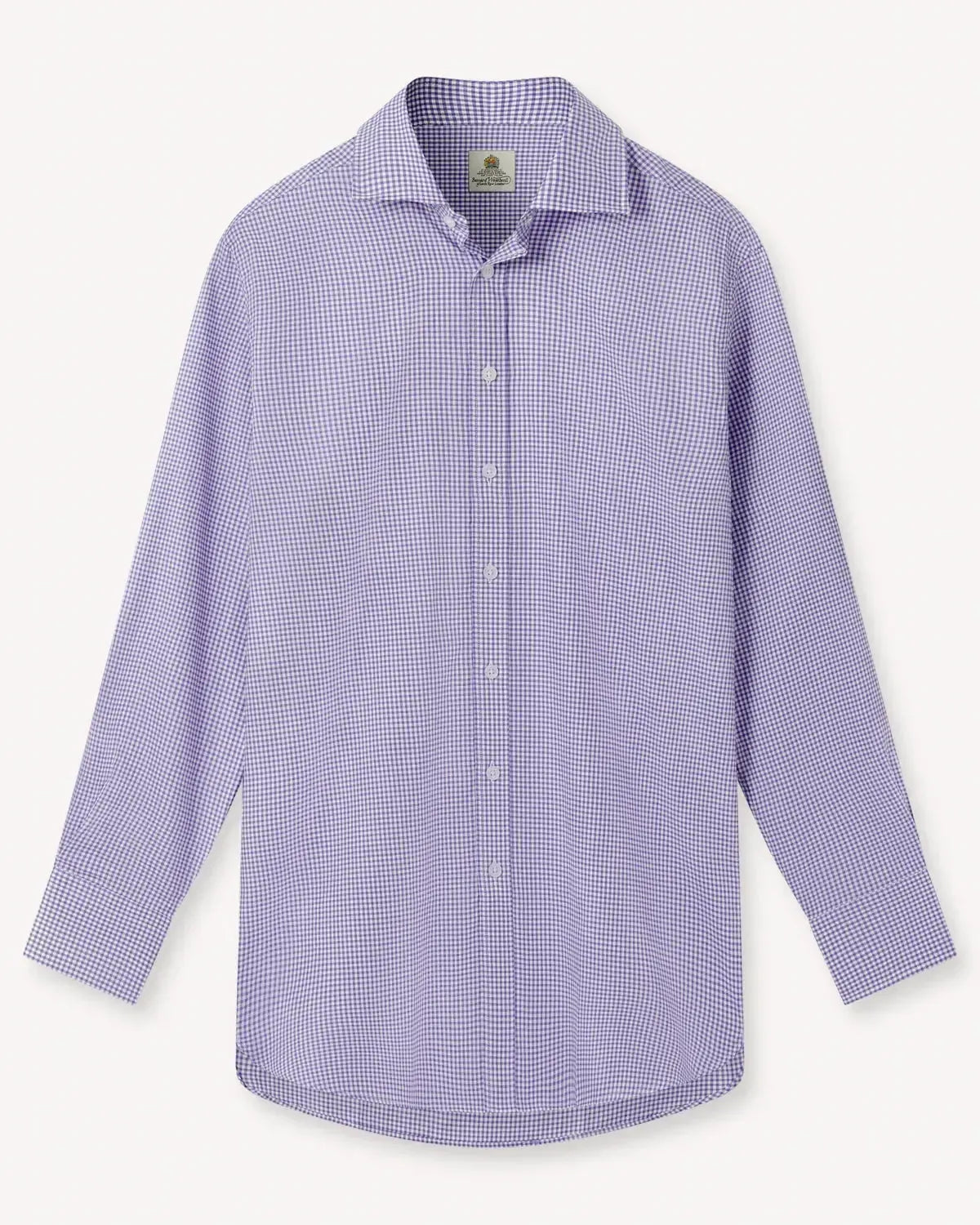 Bernard Weatherill Gingham Soft Oxford Cotton Shirt Royal White-MALFORD OF LONDON SAVILE ROW MENSWEAR OUTLET
