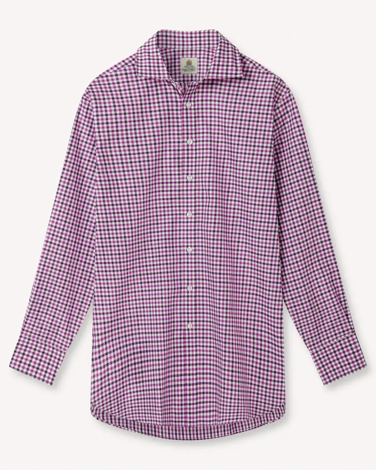 Bernard Weatherill Gingham Twill Classic Fit Shirt Purple/White-MALFORD OF LONDON SAVILE ROW MENSWEAR OUTLET