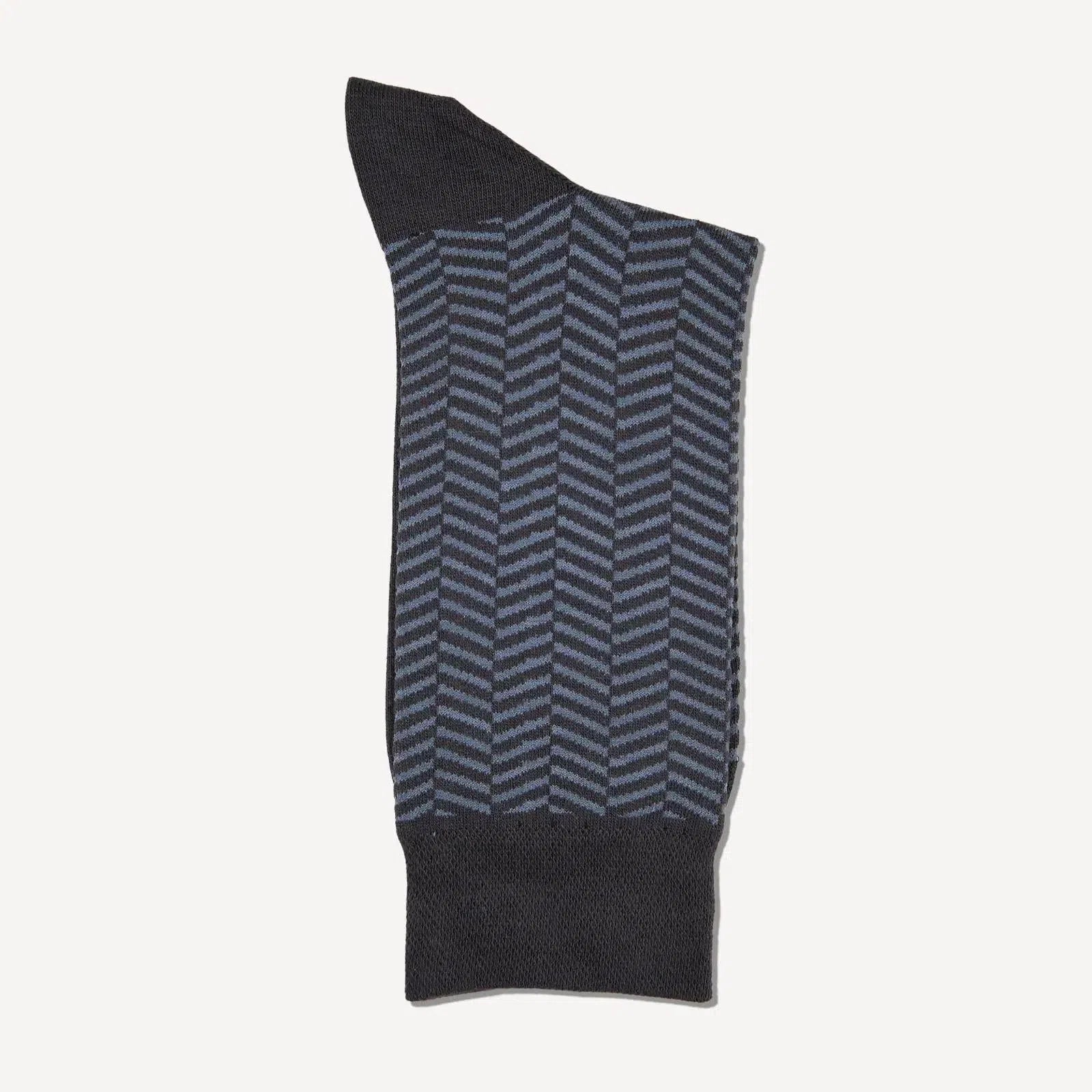 Bernard Weatherill Herringbone Socks Gunmetal/Grey-MALFORD OF LONDON SAVILE ROW MENSWEAR OUTLET