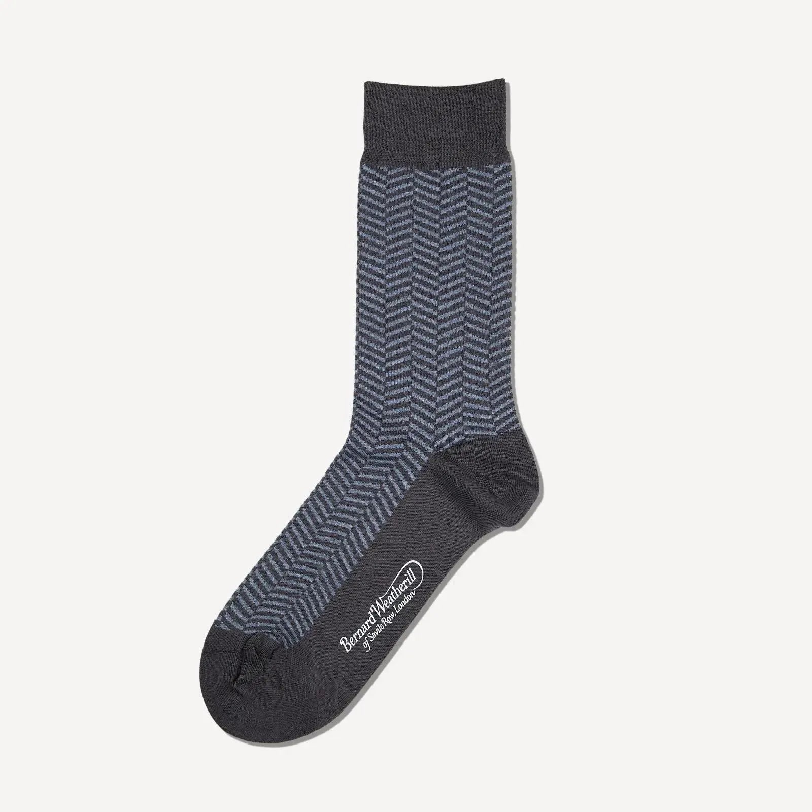 Bernard Weatherill Herringbone Socks Gunmetal/Grey-MALFORD OF LONDON SAVILE ROW MENSWEAR OUTLET