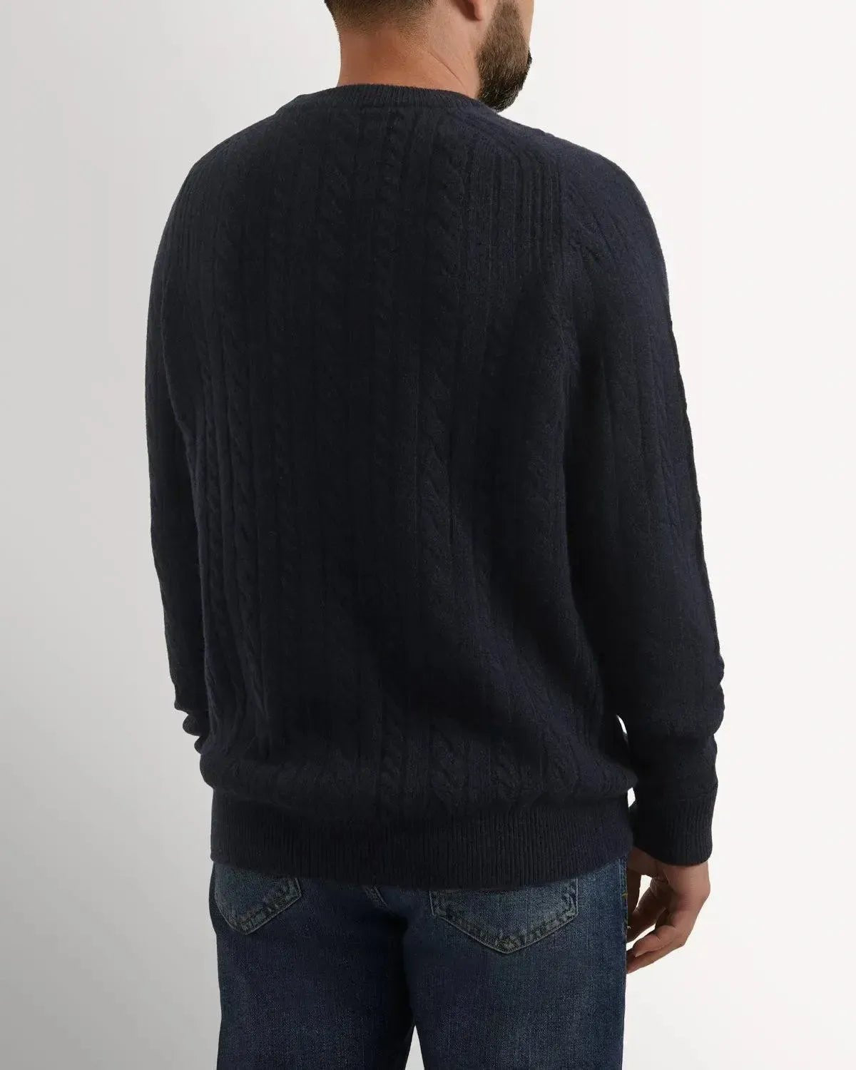 Bernard Weatherill Lambswool Cable Knit Navy - Savile Row Formalwear Outlet - Malford of London