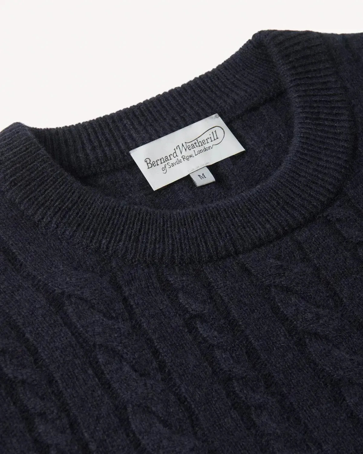 Bernard Weatherill Lambswool Cable Knit Navy-MALFORD OF LONDON SAVILE ROW MENSWEAR OUTLET