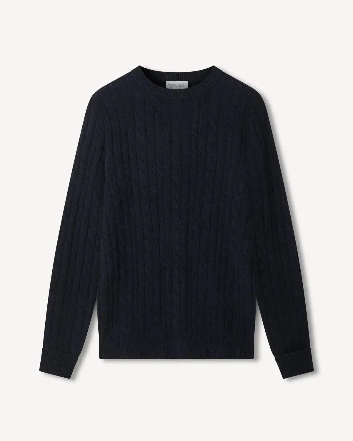 Bernard Weatherill Lambswool Cable Knit Navy - Savile Row Formalwear Outlet - Malford of London