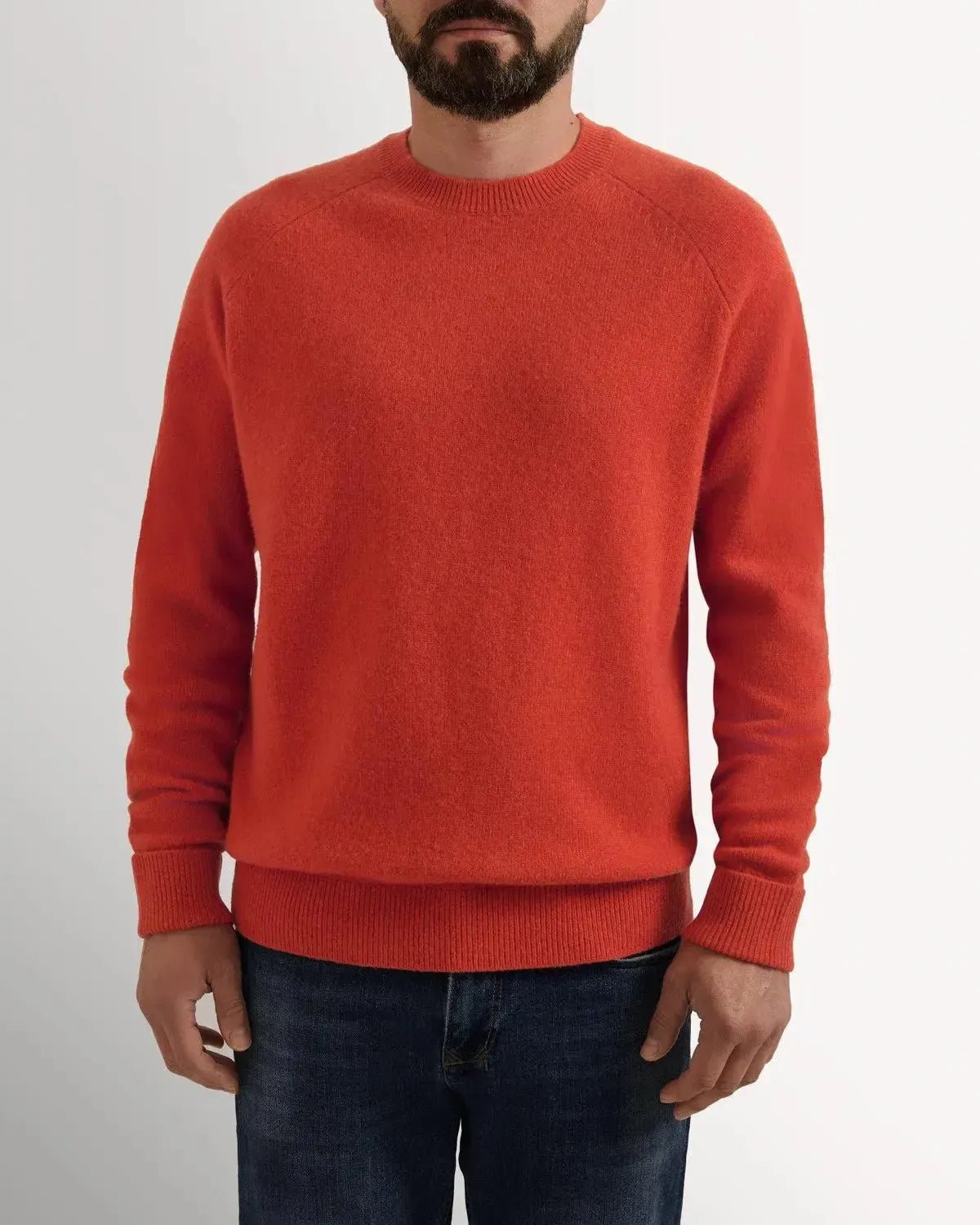 Bernard Weatherill Lambswool Plain Crew Neck Burnt Orange - Savile Row Formalwear Outlet - Malford of London
