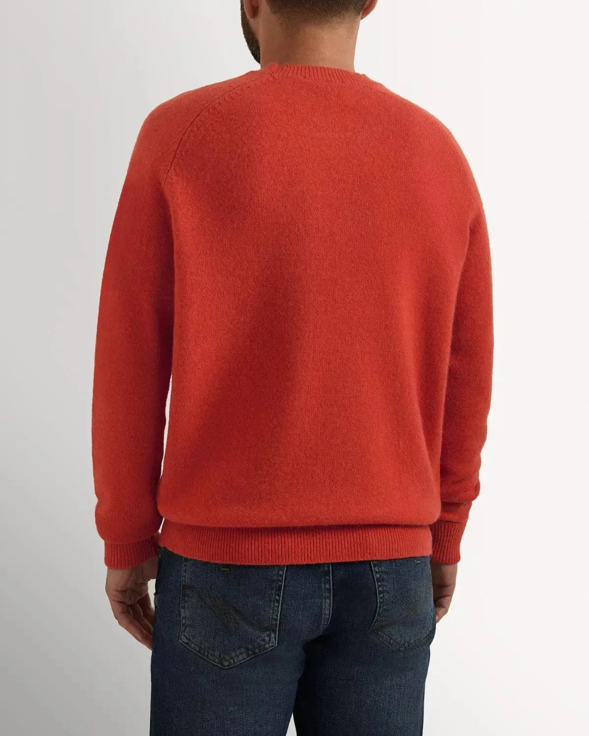 Bernard Weatherill Lambswool Plain Crew Neck Burnt Orange-MALFORD OF LONDON SAVILE ROW MENSWEAR OUTLET