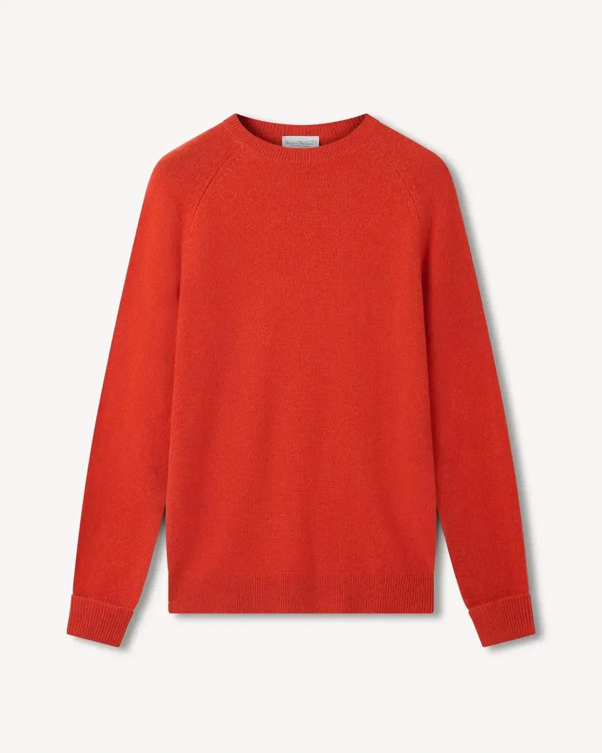 Bernard Weatherill Lambswool Plain Crew Neck Burnt Orange-MALFORD OF LONDON SAVILE ROW MENSWEAR OUTLET
