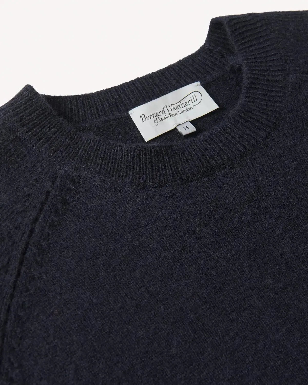 Bernard Weatherill Lambswool Plain Crew Neck Navy-MALFORD OF LONDON SAVILE ROW MENSWEAR OUTLET