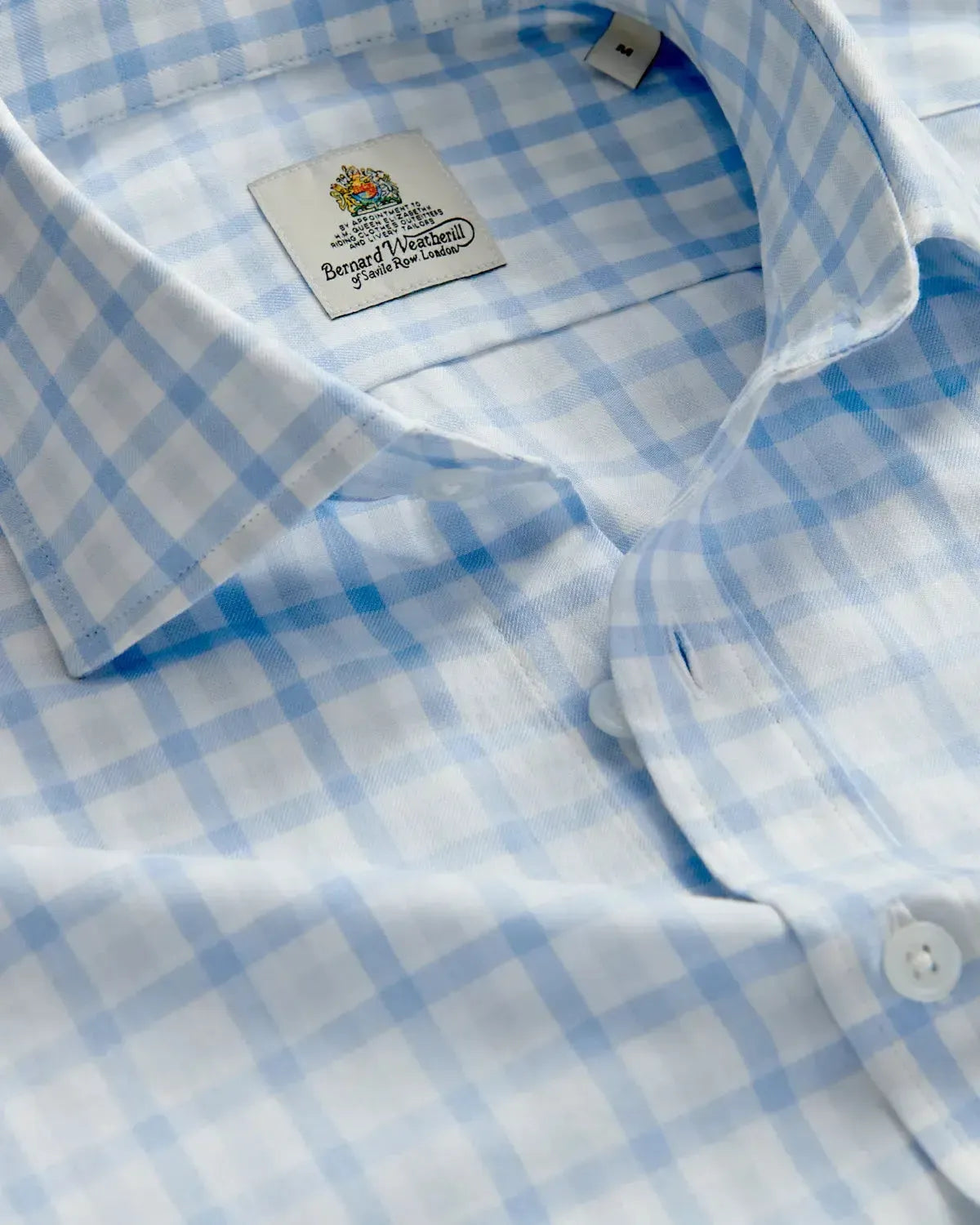 Bernard Weatherill Large Check Poplin Shirt Blue White-MALFORD OF LONDON SAVILE ROW MENSWEAR OUTLET