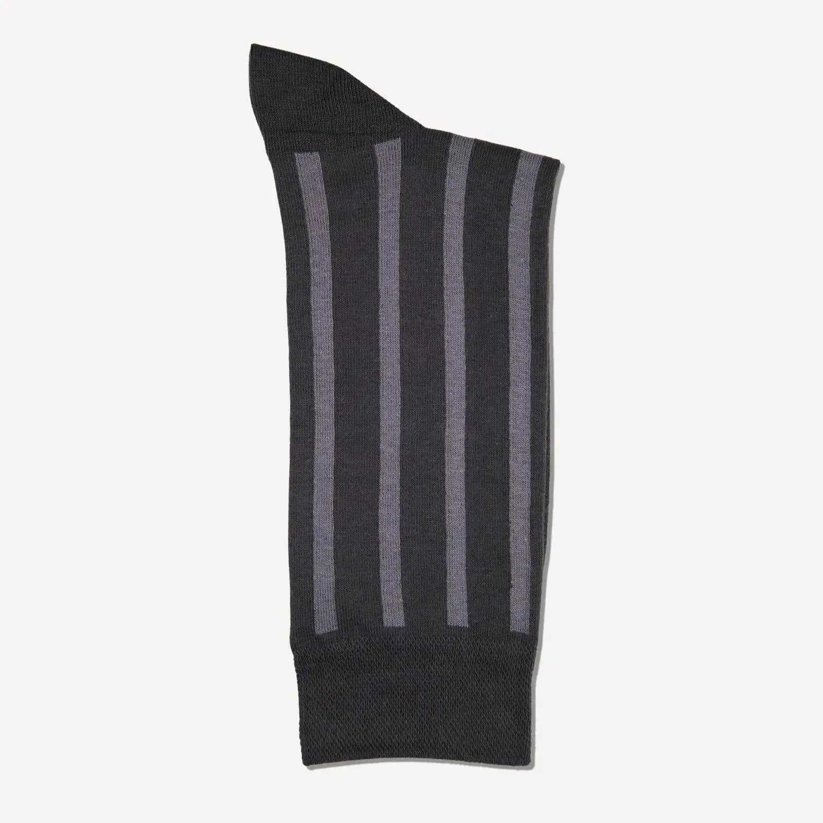 Bernard Weatherill Large Stripe Socks Gunmetal/Grey-MALFORD OF LONDON SAVILE ROW MENSWEAR OUTLET