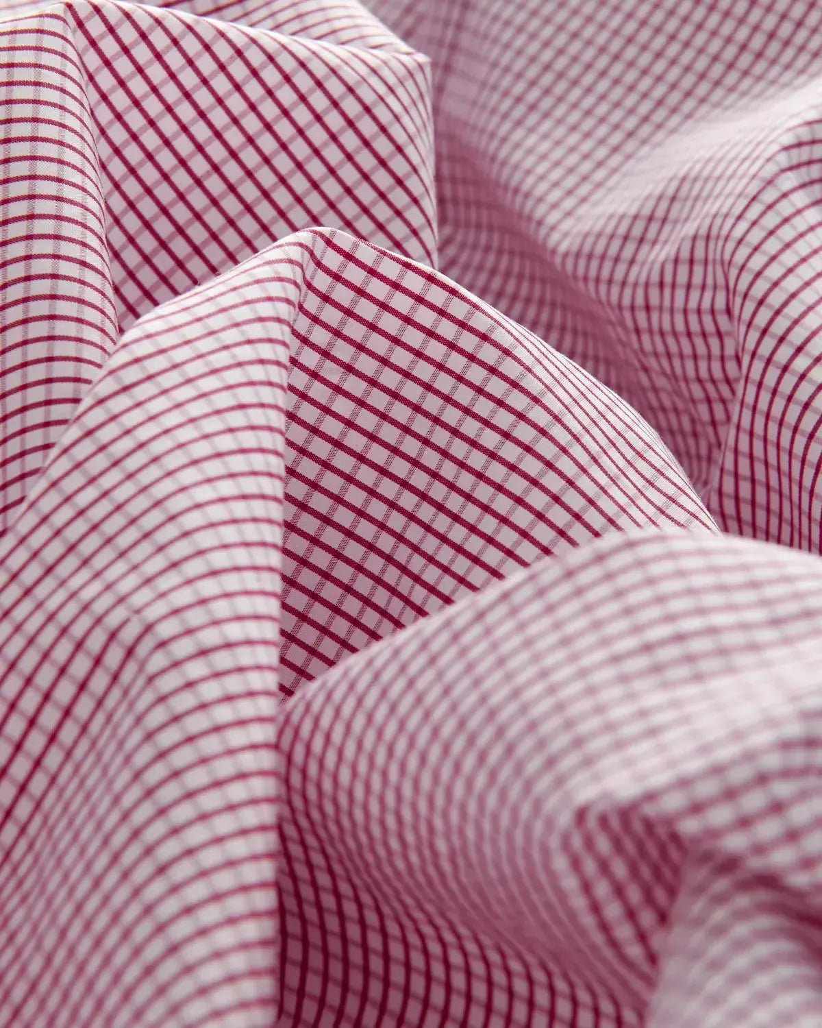 Bernard Weatherill Micro Check Semi-Cutaway Collar Shirt Red White-MALFORD OF LONDON SAVILE ROW MENSWEAR OUTLET