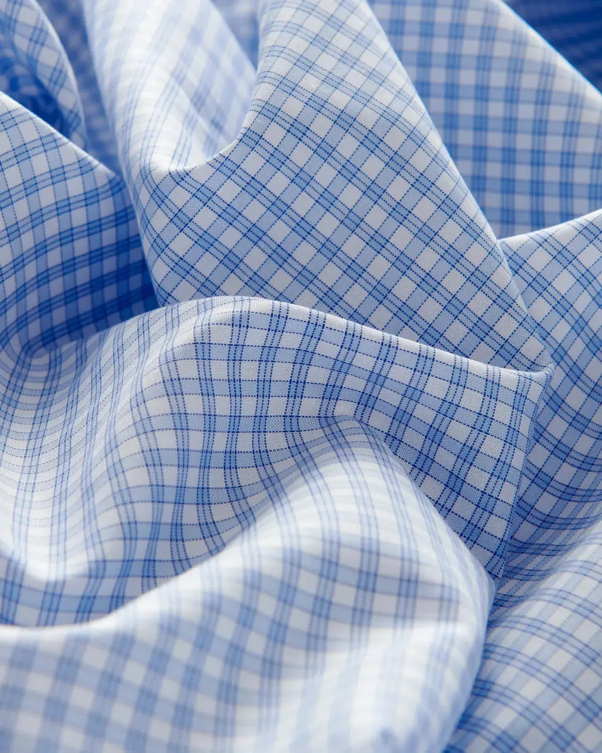 Bernard Weatherill Micro Check Semi-Cutaway Shirt Blue White-MALFORD OF LONDON SAVILE ROW MENSWEAR OUTLET