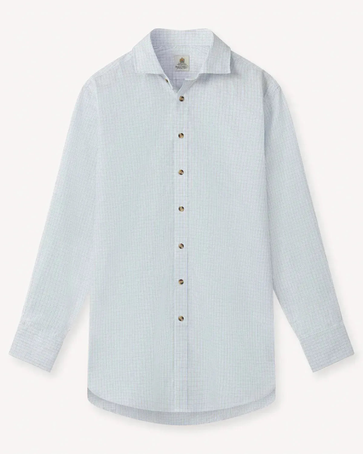 Bernard Weatherill Micro Check Shirt Sky/Red/White-MALFORD OF LONDON SAVILE ROW MENSWEAR OUTLET