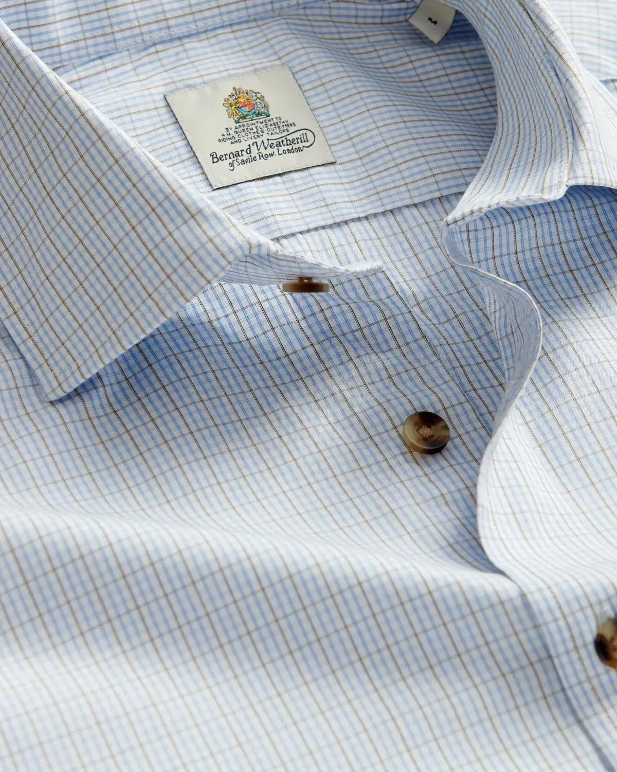Bernard Weatherill Micro Check Shirt Sky/Red/White-MALFORD OF LONDON SAVILE ROW MENSWEAR OUTLET