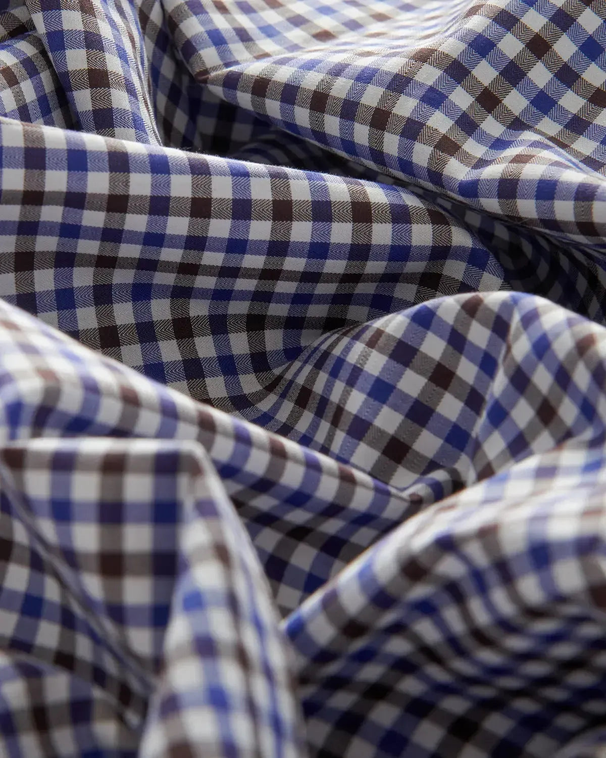 Bernard Weatherill Micro Gingham Country Twill Shirt Blue Green White-MALFORD OF LONDON SAVILE ROW MENSWEAR OUTLET