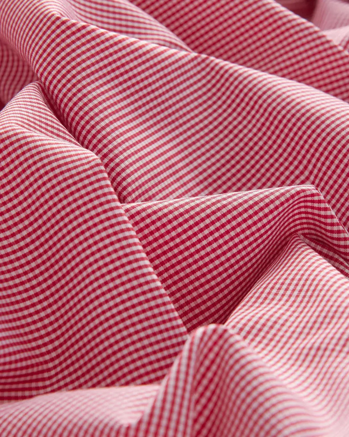 Bernard Weatherill Micro Gingham Poplin Shirt Red White-MALFORD OF LONDON SAVILE ROW MENSWEAR OUTLET