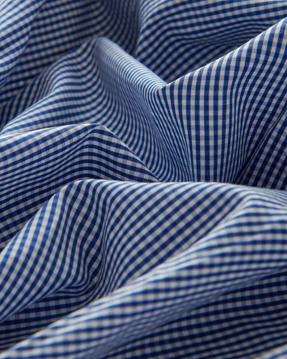 Bernard Weatherill Micro Gingham Semi-Cutaway Shirt Royal Blue White-MALFORD OF LONDON SAVILE ROW MENSWEAR OUTLET