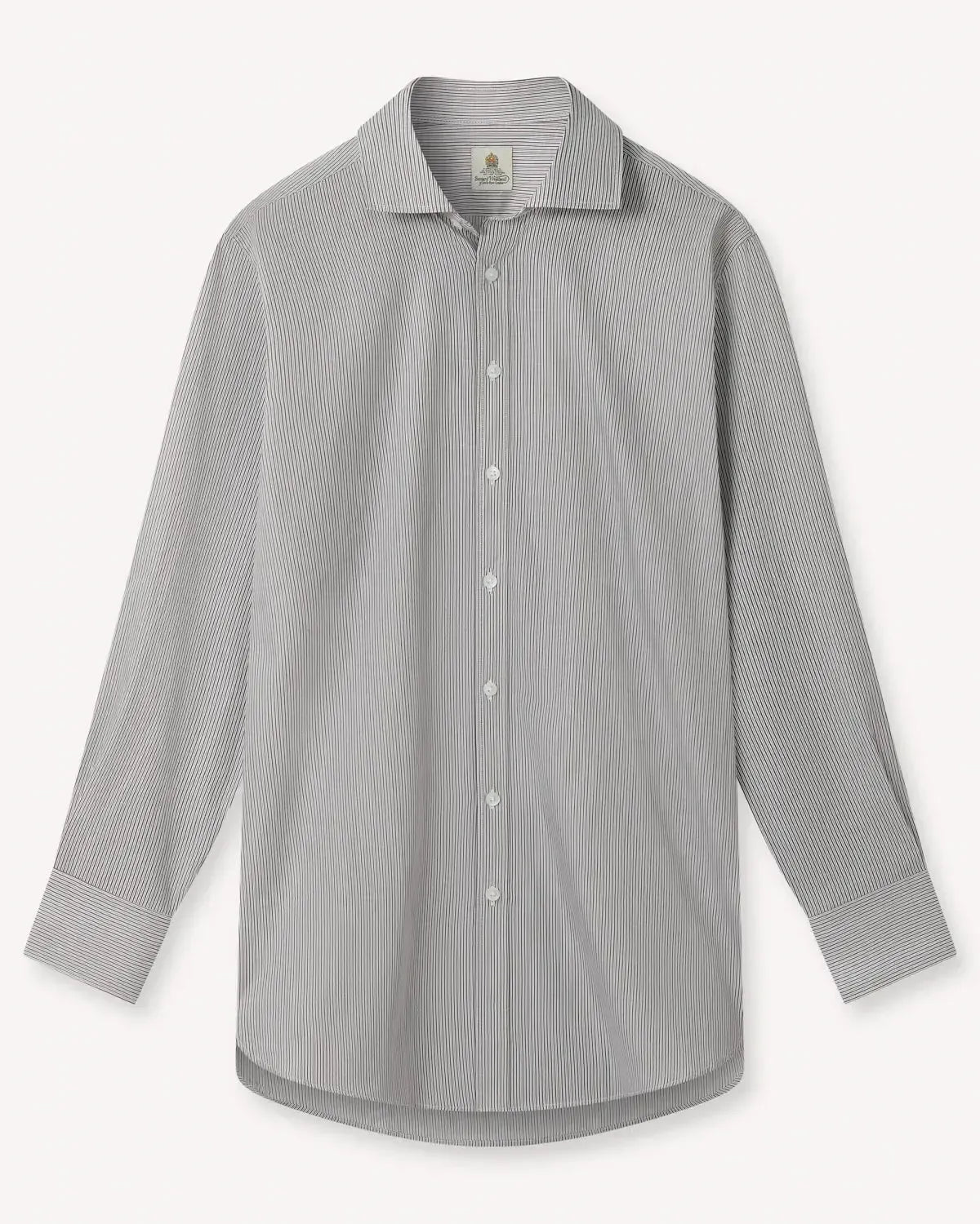 Bernard Weatherill Multi Stripe Poplin Shirt Navy/Blue-MALFORD OF LONDON SAVILE ROW MENSWEAR OUTLET