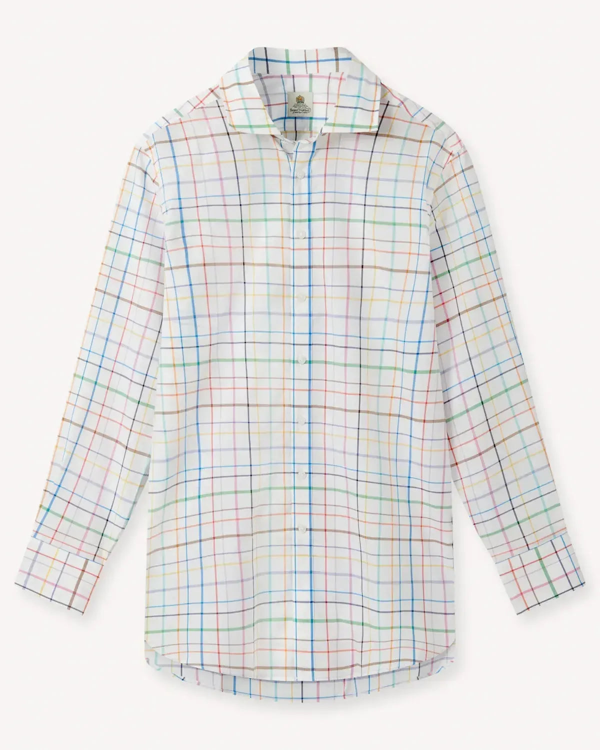 Bernard Weatherill Multi Windowpane Check Shirt White Yellow-MALFORD OF LONDON SAVILE ROW MENSWEAR OUTLET
