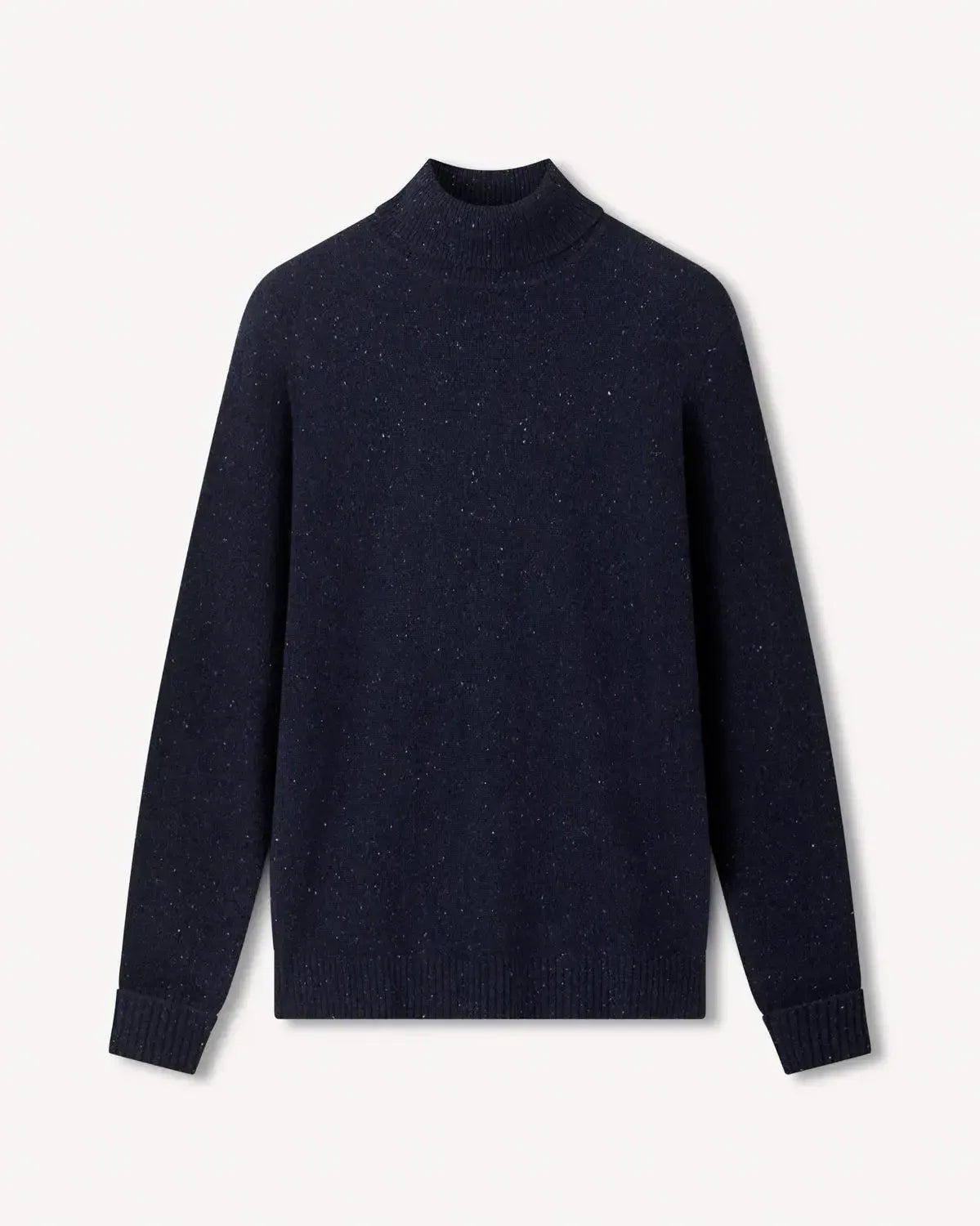 Bernard Weatherill Plain Roll Neck Melange Tweed Navy Flec-MALFORD OF LONDON SAVILE ROW MENSWEAR OUTLET