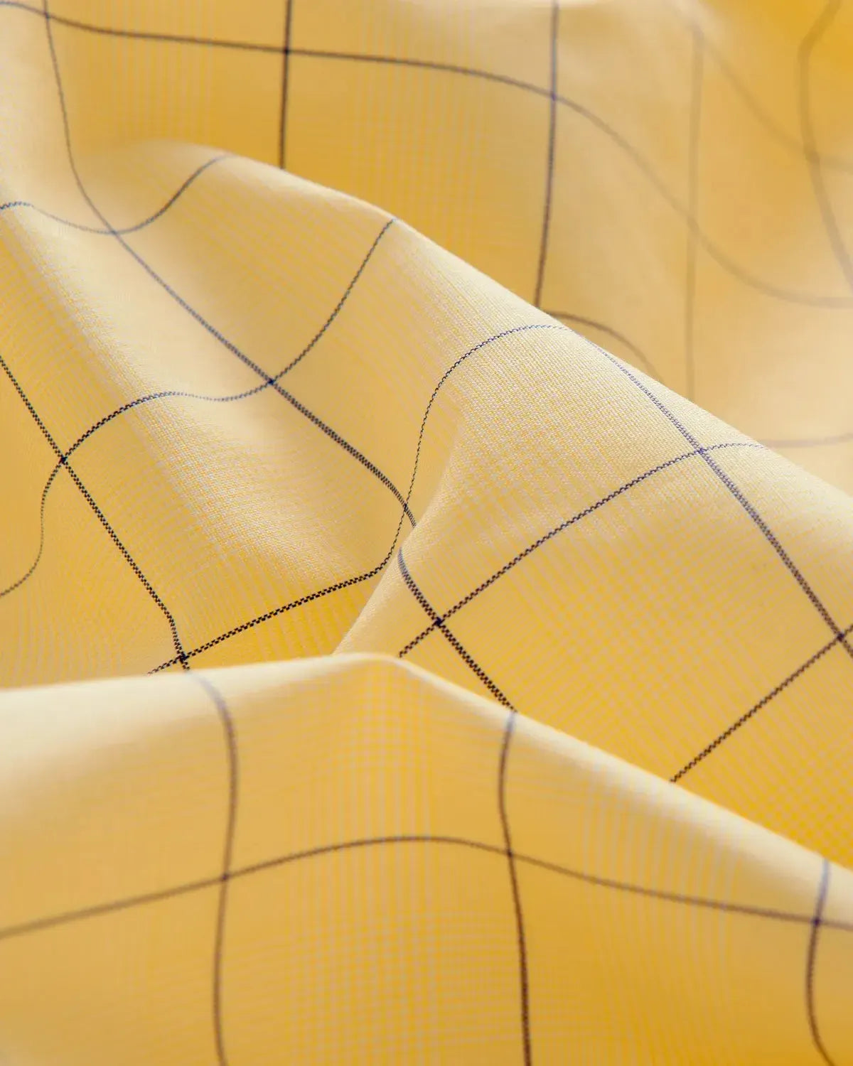 Bernard Weatherill Windowpane Check Semi-Cutaway Shirt Yellow Blue-MALFORD OF LONDON SAVILE ROW MENSWEAR OUTLET