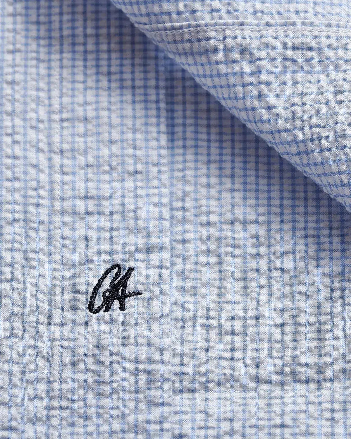 Charlie Allen Seersucker Cotton Shirt Sky-MALFORD OF LONDON SAVILE ROW MENSWEAR OUTLET