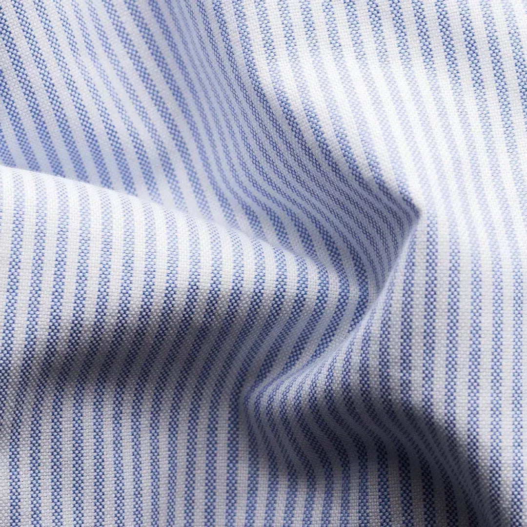 Classic Fit Mid Blue Stripe Shirt-MALFORD OF LONDON SAVILE ROW MENSWEAR OUTLET