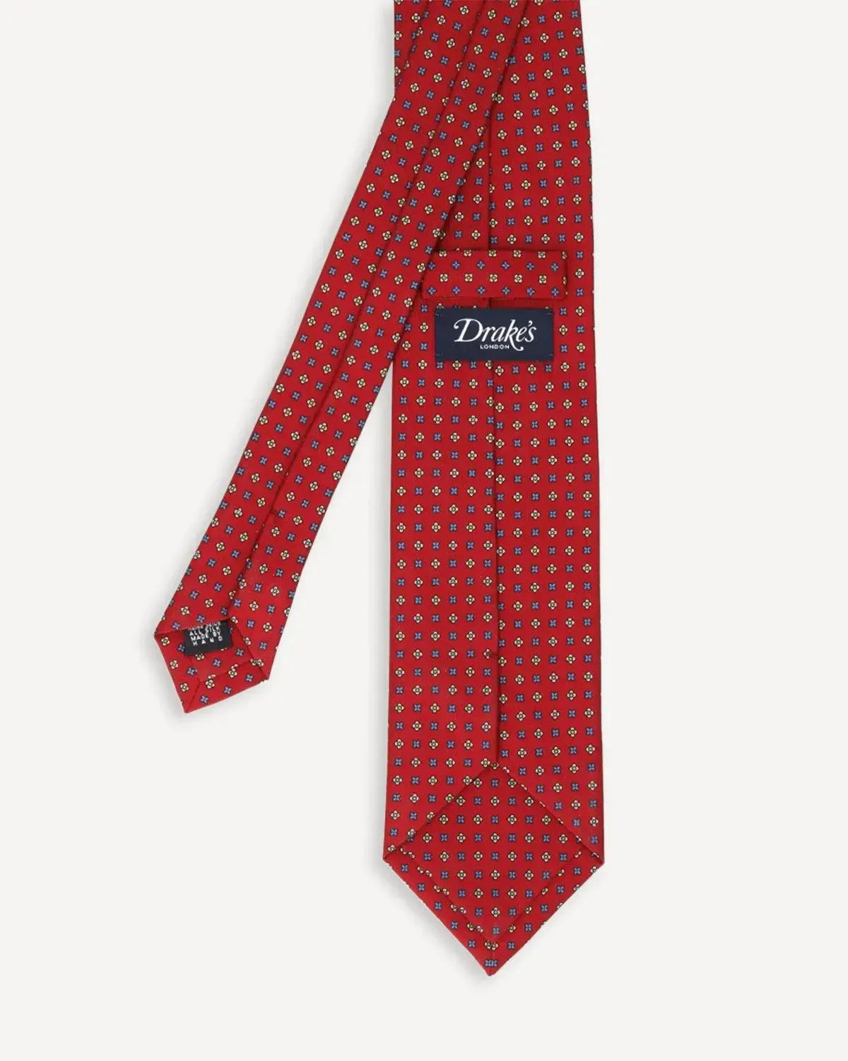 Drake's Classic Print Tie Red-MALFORD OF LONDON SAVILE ROW MENSWEAR OUTLET