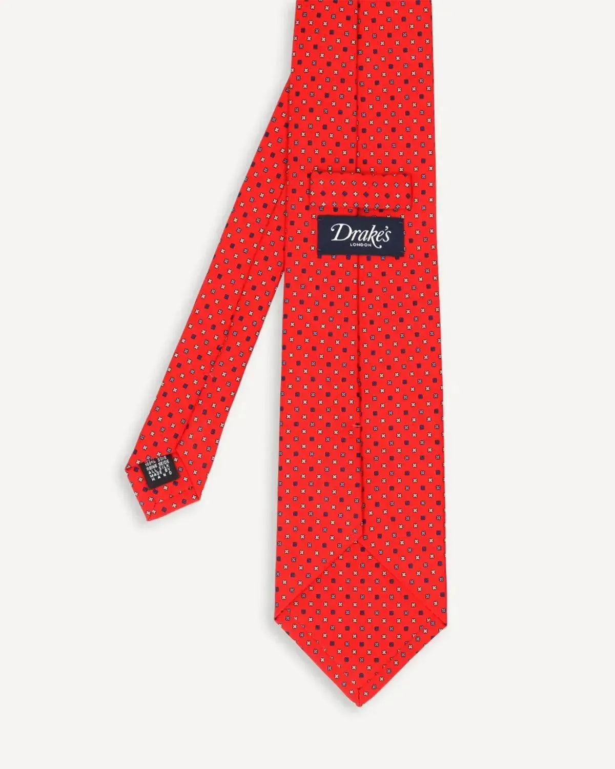 Drake's Micro Star Design Silk Tie Red-MALFORD OF LONDON SAVILE ROW MENSWEAR OUTLET