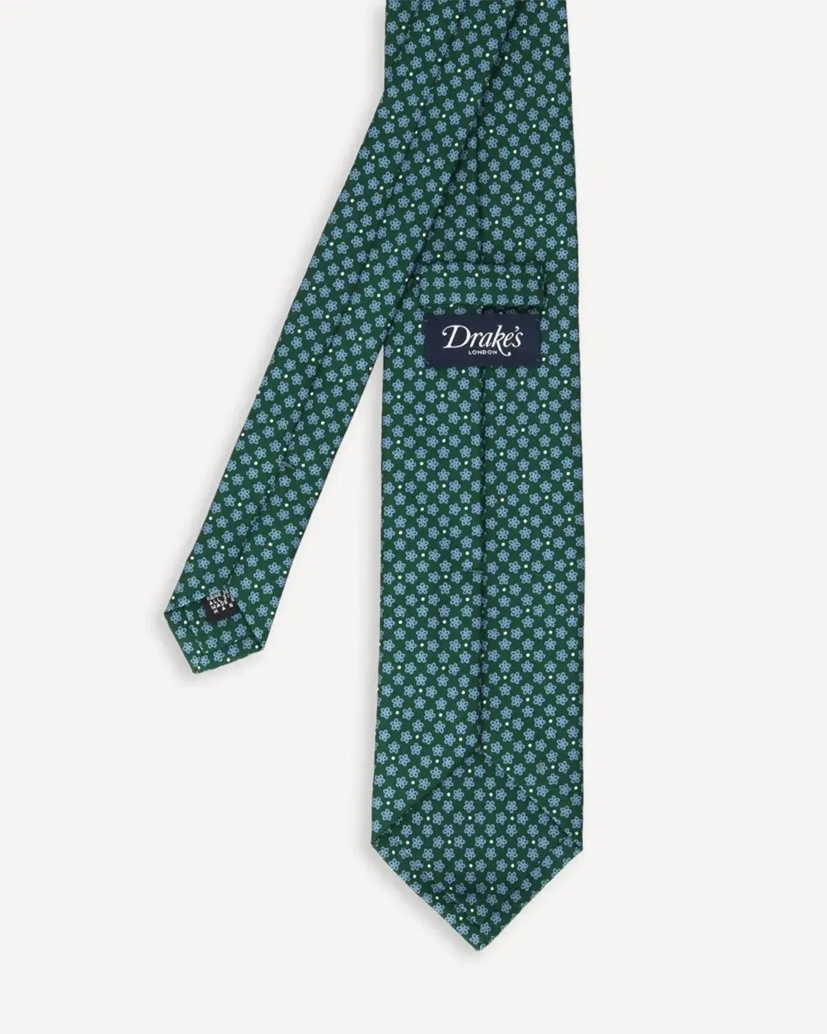 Drake's Silk Floral Print Tie Green Royal Blue – Savile Row Menswear Outlet | Malford of London